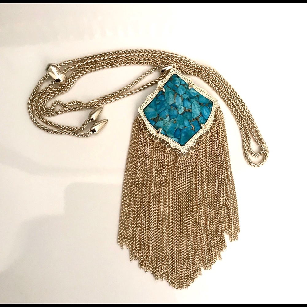 Kendra Scott Kingston Turquoise Tassel Necklace - Picture 6 of 7